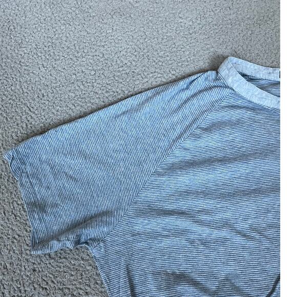 Robert Barakett T Shirt XXL Striped 1/4 Button Blue Soft Raglan Retro 90s 2XL - Picture 2 of 13